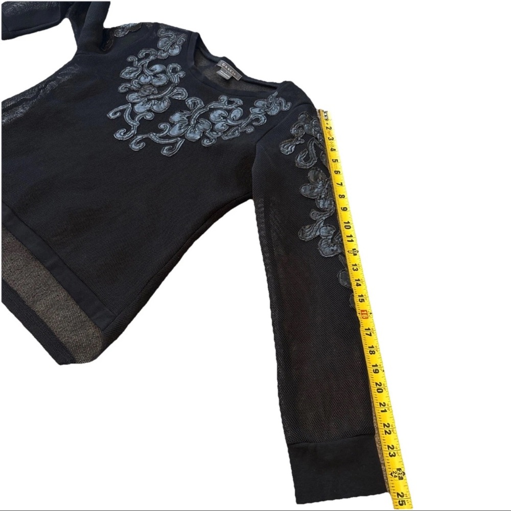 GRACIA Women’s Sexy Black Faux Leather Mermaid Scales MESH Blouse Size L - Picture 10 of 16